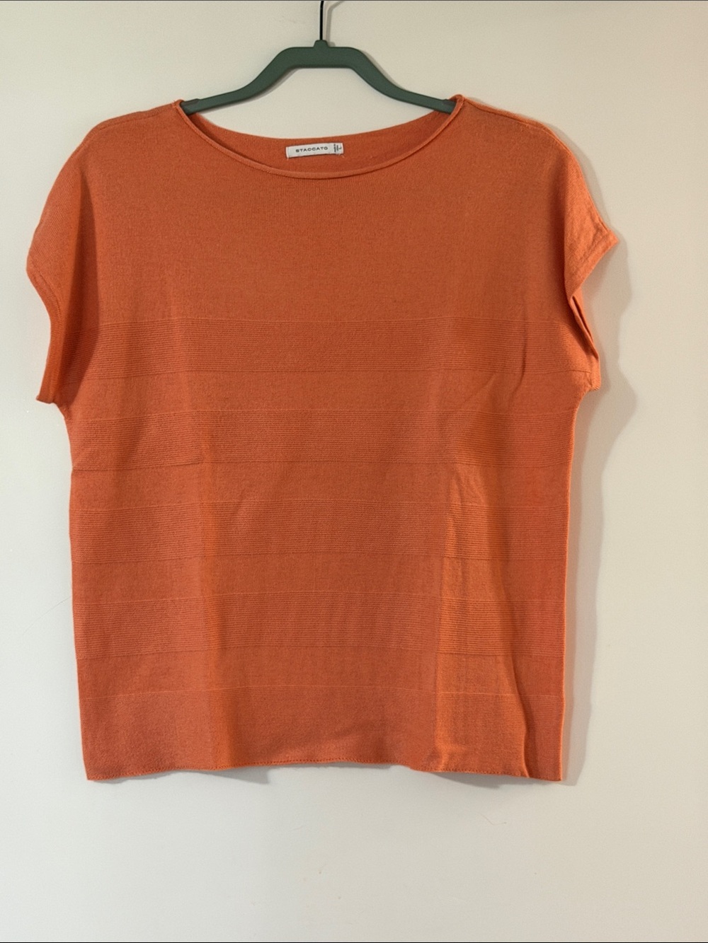 Staccato Coral-Orange Short Sleeve Knit Top